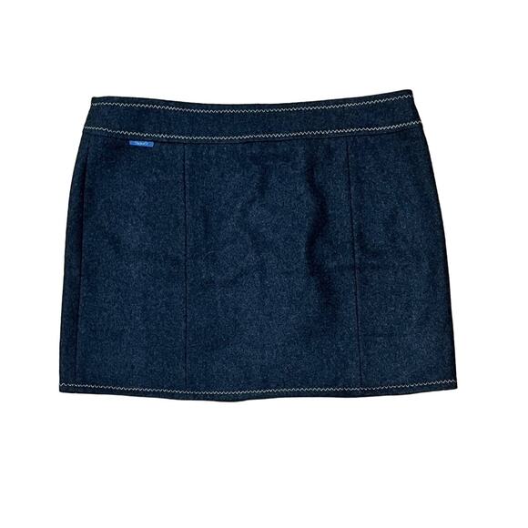 Purnell Women’s 8 Wool Blend Front Zip Mini Skirt Dark Gray Lined Zig Zag Stitch - Picture 2 of 4